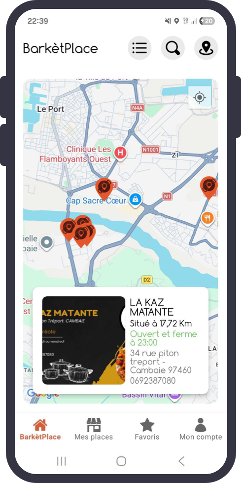 Carte géolocalisée des BarkètPlace