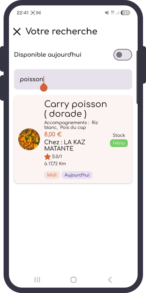 Recherche de plat sur BarkètPlace