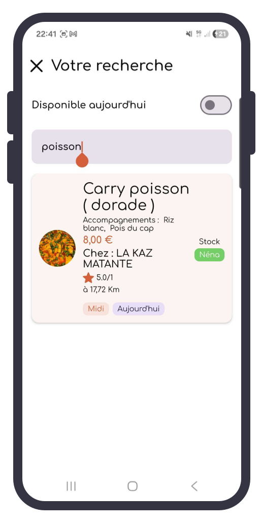 Recherche par plat sur BarkètPlace