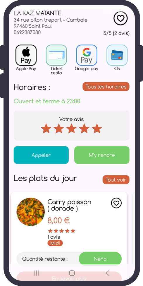 Fiche complète d'un restaurateur BarkètPlace